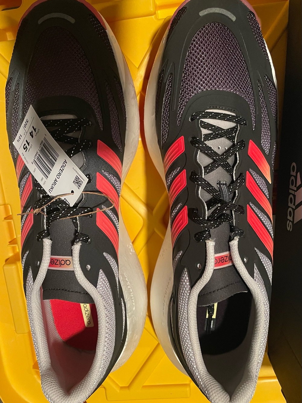 adidas Men’s Running Shoes Black with Pink and Gray Accents